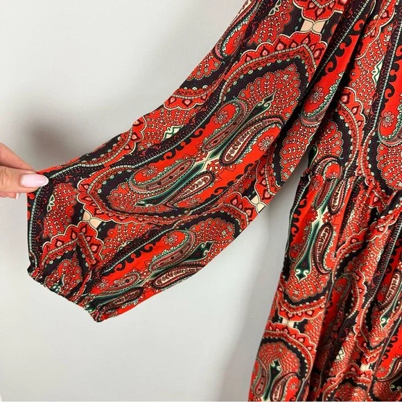 NWT Zara Red Paisley Print Dress sz M - Picture 6 of 6
